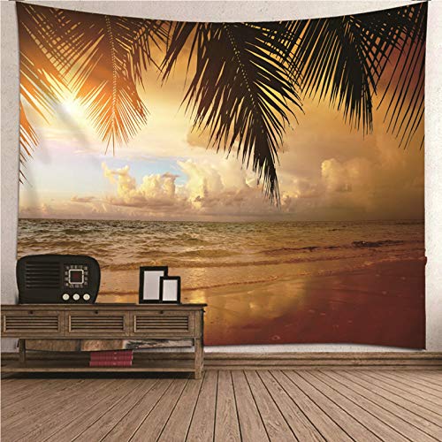 EHOMERY Wandbehang Mit Fotos Wanddekoration Schlafzimmer Orange-Weiß Sonnenuntergang Meer Wandteppich Anime One Piece Wandschmuck Küche Wandbehang Groß Wohnzimmer 260X240Cm von EHOMERY