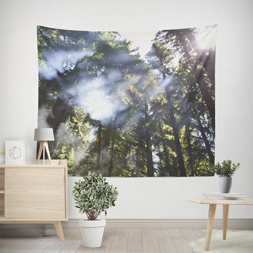 EHOMERY Wandbehang Tapisserie Lang Wald Wandteppich Quer Wandtuch Vintage Klein Wohnzimmer Schlafzimmer Wandbehang Dekoration 200x200cm von EHOMERY