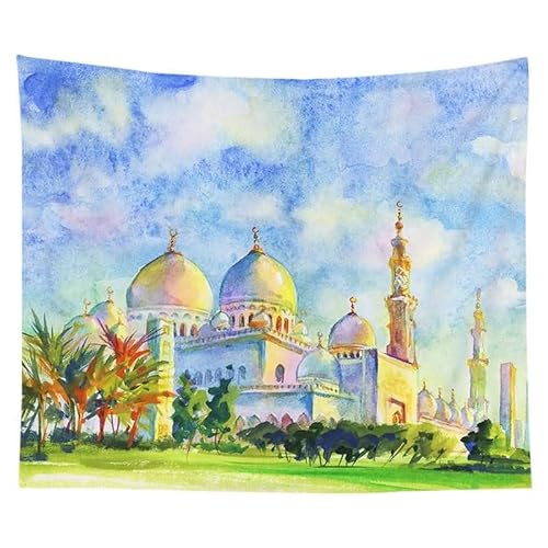 EHOMERY Wandteppich Asiatisch Wanddecke Schlafzimmer Bunt Ramadan Wandteppich Quadratisch Wanddecke Bunt Wandbehang Deko Wandschmuck Groß Schlafzimmer Wohnzimmer Wanddekoration 130X150Cm von EHOMERY