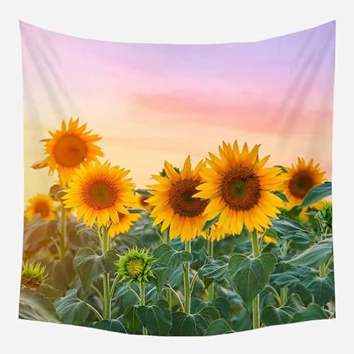 EHOMERY Wandteppich Cute Pflife Strandtuch Gelb Sonnenblume Bunt Wandteppich Wanddekoration Zum Kleben Wandbehang Deko Wandschmuck Groß Schlafzimmer Wohnzimmer Wanddekoration 150X150Cm von EHOMERY