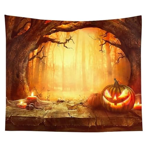 EHOMERY Wandteppich Entspannung Wandschmuck Wohnzimmer Bunt Halloween-Kürbislaterne-Dekoration Wandbehang Wandteppich Wandtuch Vertikal Wandbehang Deko Groß Wanddekoration 150X200Cm von EHOMERY