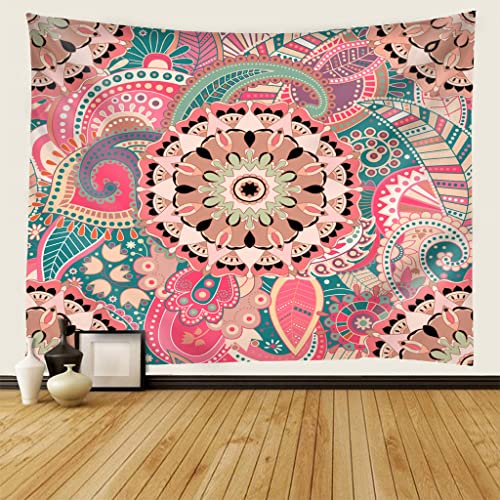 EHOMERY Wandteppich Hippie Tapisserie Trippy Rosa Psychedelische Mandala-Weinlese-Muster-Kunst Industrial 3D Wanddekor Wandbehang Wandschmuck Groß Schlafzimmer Wohnzimmer Wanddekoration 79X79 Inches von EHOMERY