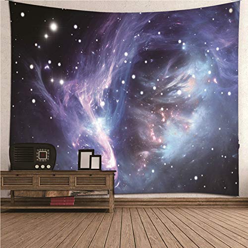 EHOMERY Wandteppich Mädchen Teenager Studio Roof Wanddekoration Violett Galaxie des Sternenuniversums Deko Bilder Wandbehang Wandschmuck Groß Schlafzimmer Wohnzimmer 350X256Cm von EHOMERY