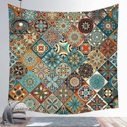 EHOMERY Wandteppich Natur Besondere Wanddekoration Bunt Boho-Mandala Wandteppich Bunt Gross Schlafzimmer Bilder Wandbehang Wandschmuck Groß Wohnzimmer 130X150Cm von EHOMERY