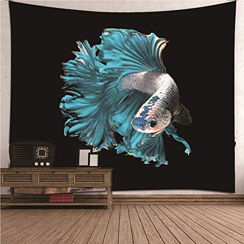 EHOMERY Wandteppich Urlaub Wanddecke XXL Schwarz Grün Kampffisch Industrial Strandtuch Groß Wandbehang Deko Wandschmuck Schlafzimmer Wohnzimmer Wanddekoration 200X200Cm von EHOMERY