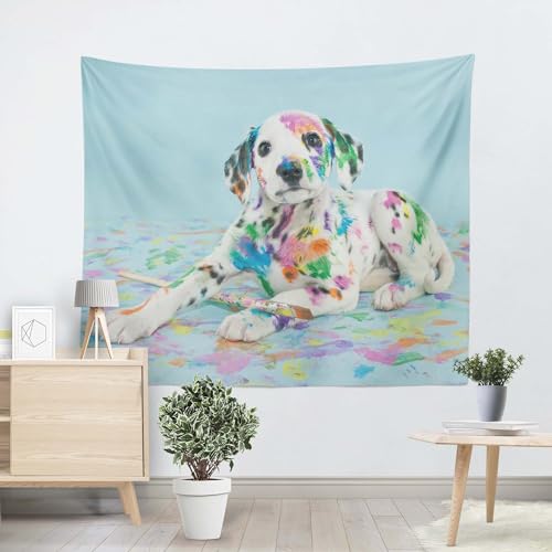 EHOMERY Wandteppich XXL Wanddecke Warm Doodle-Hund Wandbehang Tuch Badetuch Strandtuch Groß Wohnzimmer Schlafzimmer Wandbehang Dekoration 100x70cm von EHOMERY