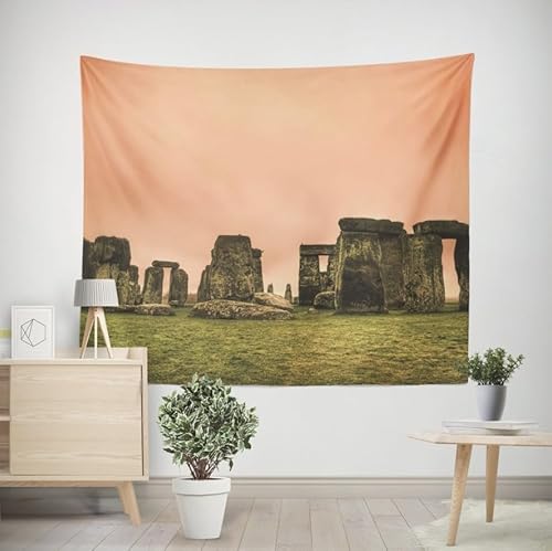 EHOMERY Wandteppiche Indie Wanddecke Baumwolle Stonehenge Wandteppich Hell Wanddekoration Party Wohnzimmer Schlafzimmer Wandbehang Dekoration 150x130cm von EHOMERY