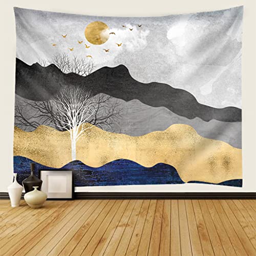 EHOMERY Wandteppiche Modern Wandtuch Befestigung Bunt Abstrakte Landschaft Berge Wald Bäume Tür Wanddekoration Japanisch Wandbehang Wandschmuck Groß Schlafzimmer Wohnzimmer 138X100 Inches von EHOMERY