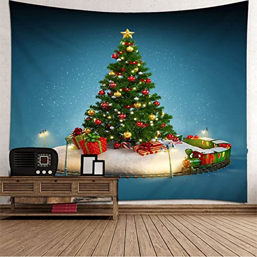 EHOMERY Weihnachten Wandteppich Bunt Baumwolle Tapisserie Wand Weihnachtsbaum Wandteppich Aesthetic Indie Tapisserie Anime Blau Weihnachtsdekoration 100X70Cm von EHOMERY