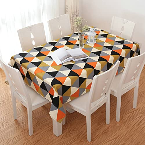 Tischdecke Outdoor Eckig Tischtuch Quasten Dreiecksmuster Bügelfreie Tischdecke Rechteckig Tischtuch Draußen Abwaschbar Orange Tischschutz Dekoration 140X220Cm von EHOMERY