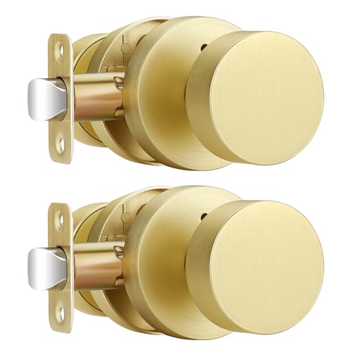 EHOMEWARE Messing-Türknäufe, Privatsphäre, Türknäufe innen, schlüssellos, Schlafzimmer-Türschloss, runder Badezimmertürknauf, robuster Universal-Türgriff, 2 Stück EHOMEWARE Messing-Türknäufe, Privatsphäre, Türknäufe innen, schlüssellos, Schlafzimmer-Türschloss, runder Badezimmertürknauf, robuster Universal-Türgriff, 2 Stück von EHOMEWARE