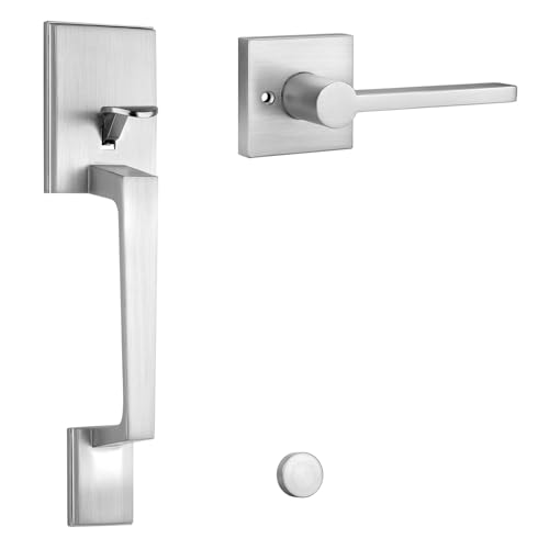 EHOMEWARE Türgriff aus gebürstetem Nickel, schlüsselloses Außentürschloss-Set, Durchgangstürgriff ohne Schloss, wendbar für Links- oder Rechtshänder, robustes Türhebel-Set EHOMEWARE Türgriff aus gebürstetem Nickel, schlüsselloses Außentürschloss-Set, Durchgangstürgriff ohne Schloss, wendbar für Links- oder Rechtshänder, robustes Türhebel-Set von EHOMEWARE