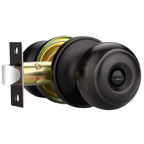 EHOMEWARE Türknauf aus ölgeriebener Bronze, Privatsphäre, Türknäufe für den Innenbereich, Schlafzimmer-Türknäufe mit Schloss, schlüsselloser Badezimmertürgriff, universell für Links- und Rechtshänder von EHOMEWARE