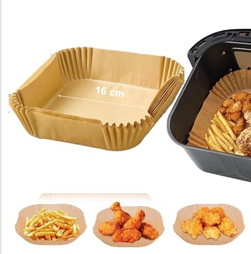 Backpapier für Heißluftfritteuse Backpapier Air Fryer 50 Stück Airfryer Backpapier für Airfryer Backofen Mikrowelle Dampfgarer von EHOTER