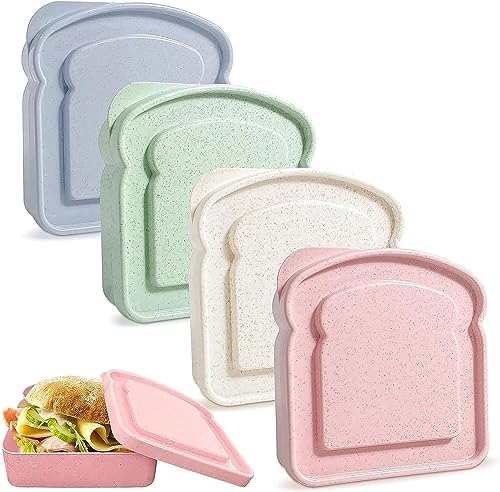 Brotdose Sandwichbox Stapelbar Luftdicht Lunchbox mit Deckel BPA-Frei Vorratsdosen Frischhaltedosen Set Vesperbox für Küche Kindergarten Schule Arbeit Unterwegs (4PCS) von EHOTER