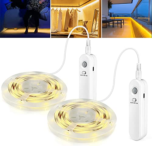 EHOTER 2 Modi LED Strip Bewegungsmelder Schrankleuchte Sensorlicht Schranklicht Lichtleisten Lichtband Streifen Mit Timing 3500K Hell Plug in Unterbauleuchten Kits für Schlafzimmer Küche (Warm) von EHOTER