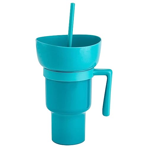 EHOTER 2023 New Stadium Tumbler Popcorn Cup Snack Cup Multifunktionale Tasse 1000ml Snackbecher mit Griff zum Ansehen von Filmen Camping und Picknick (Blau) von EHOTER