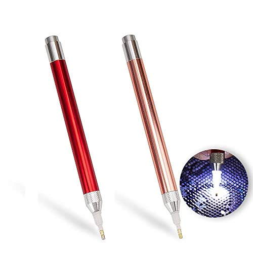 EHOTER 5D Diamant Malerei Stift mit Licht 2 Stück DIY Diamond Painting Stift Punkt Pen Diamond Painting Art Beleuchtung Stift für Kinder DIY Handwerk Nail Stickerei Malerei Zubehör Werkzeug von EHOTER