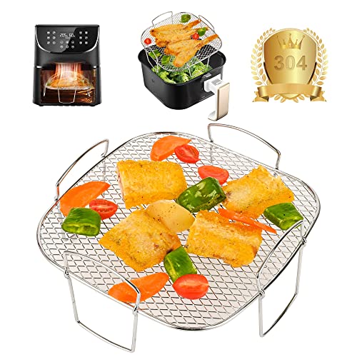 EHOTER Air Fryer Rack for COSORI Air Fryer 5.5L Square Edelstahl Air Fryer Basket Air Fryer Zubehör Grill Rack Dehydrator Rack for Instant Vortex 5.7L Cosori 6.4L Gourmia 6.7L von EHOTER