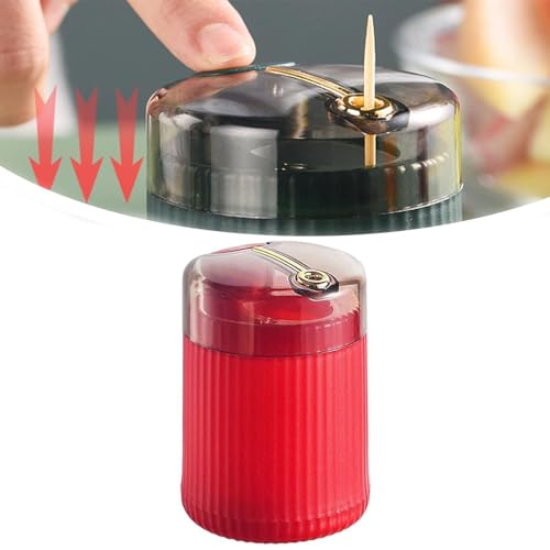 EHOTER Automatischer Zahnstocherspender Toothpick Dispenser Tragbare Automatischer Pop-Up-Zahnstocherspender Zahnstocherbox Kreative Zahnstocherhalter Speicher für Heim Tabelle Restaurant Küche (Rot) von EHOTER