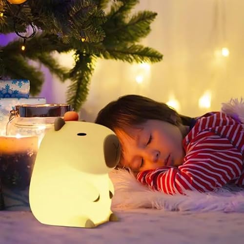 EHOTER Capybara Nachtlichter, weiches Silikon Capybara Tierlampe, tragbare USB wiederaufladbare Tierlampen Touch Control Lampe für Nachttisch Schlafzimmer Wohnzimmer (1 Stück) von EHOTER