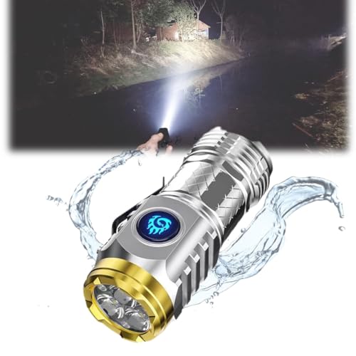 EHOTER Dreiäugige Monster-Mini-Taschenlampe, 3-äugig, ultrahell, tragbar, kleine LED-Taschenlampe, superhelle Mini-Taschenlampe, wiederaufladbare Taschenlampen, hohe Lumen, Blitzlicht (Silber) von EHOTER
