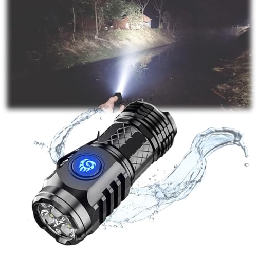 EHOTER Dreiäugige Monster-Mini-Taschenlampe, 3-äugig, ultrahell, tragbar, kleine LED-Taschenlampe, superhelle Mini-Taschenlampe, wiederaufladbare Taschenlampen, hohe Lumen, Blitzlicht (schwarz) von EHOTER
