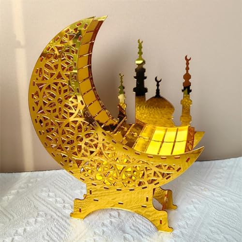 EHOTER Eid Mubarak Deko Mondlampe Ramadan Tischdekoration LED Lamp Mond Stern Nachtlichter Halbmond Star Lanterns Warmweiß Nachtlicht für Eid Mubarak Kinder Geschenke Partys (C) von EHOTER