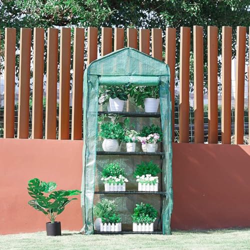 EHOTER Gewächshaus mit 4 Ebenen, 2024, verstärkte Ersatzabdeckung, kleine tragbare Gartenpflanzenabdeckung, Gartenblumen-Unterstand (69 x 49 x 158 cm) von EHOTER
