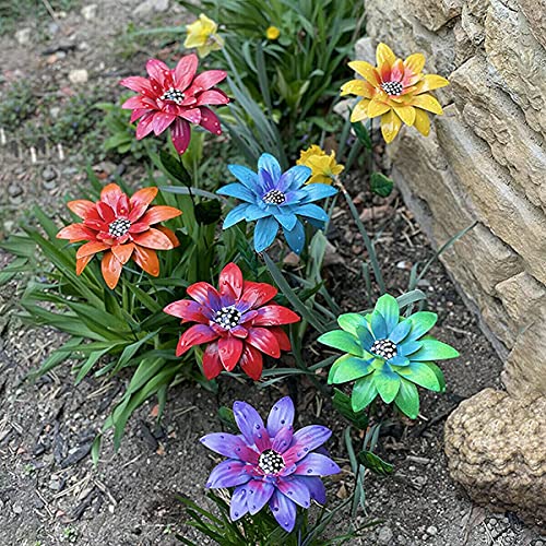 EHOTER Metall-Taglilie Blume Garten Pfahl Metall Blumen Outdoor Decor Stake Yard Art Dekoration Garten Metall Pflanze Blumen Stick Frühling Terrasse Dekor (7 Farben) von EHOTER