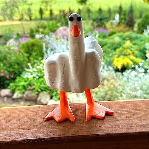 EHOTER Mittelfinger Enten Gartendeko Lustige Wetterfeste Harz Enten Gartenfiguren Tiere Ornament Skulptur für Indoor Outdoor Garten Rasen Balkon Bauernhof Wohnzimmer Büro Kunstdekoration Geschenke von EHOTER