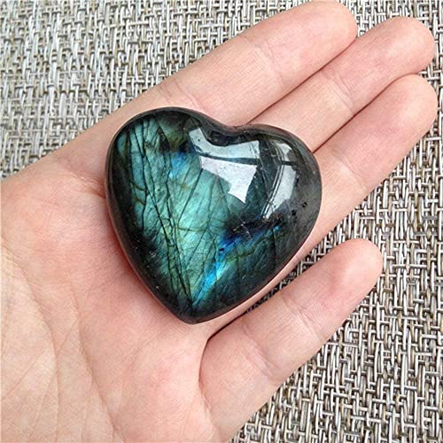 EHOTER Mondstein Kristall Labradorit Palm Stein Heilung Quarz Edelstein Worry Stone Herzform für Schmuck Machen Sorgen Stein Therapie glatt von EHOTER