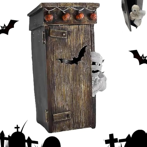 EHOTER Outhouse Animierte Dekoration für Mütter, 2024, animierte sprechende de Mumie, Outhouse, Mumien-WC außerhalb des Hauses, gruselige und lustige Halloween-Ornamente (1 Stück) von EHOTER