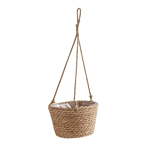 EHOTER Sanda Jute Seil Hängende Blumentopf Faltbarer Seetang Korbhängetopf Blumenampel für Pflanzen Saftige Pflanzen Hängetopf Garten Balkon Innen Außen Deko von EHOTER
