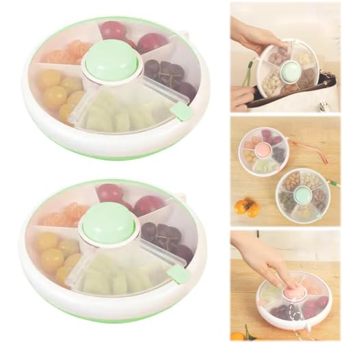 EHOTER Snack Spinner Drehbare Aufbewahrung Kinder Tragbare Melone Süßigkeiten Samen Organizer Aufbewahrungsboxen Snackbehälter für Kinder für Indoor Outdoor Reisen Picknick (Grün x 2) von EHOTER