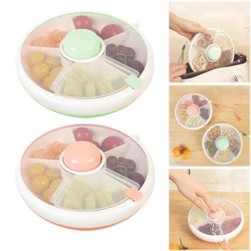 EHOTER Snack Spinner Drehbare Aufbewahrung Kinder Tragbare Melone Süßigkeiten Samen Organizer Aufbewahrungsboxen Snackbehälter für Kinder für Indoor Outdoor Reisen Picknick Verwendung (Grün + Pink) von EHOTER