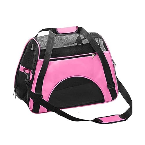 EHOTER Tragbare Haustiertasche Transportbox Katzentiertasche mit Schultergurten für Haustiere Katzen wasserdichte Atmungsaktive Katzentransporttasche für Hunde Katze (Rosa,M) von EHOTER