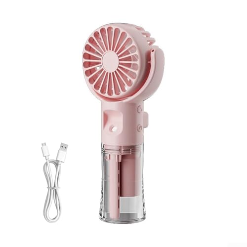 EHOTER Tragbarer Mini-Handventilator mit Wassernebel-Spray, USB-wiederaufladbarer Ventilator mit 4 Geschwindigkeiten, kleiner Schreibtischventilator, Schreibtischventilator für Outdoor, Schule, Reisen von EHOTER