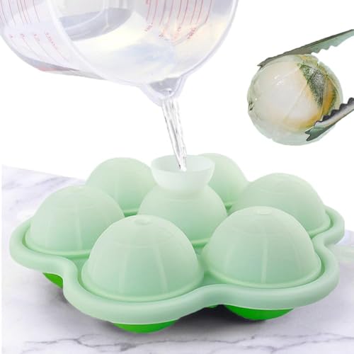 Eiswürfelform Silikon BPA-Frei Große Eiskugelform 7 Runde Kugel Eiswürfelbehälter Faltbar Auslaufsicher 5cm Runde Eiswürfel Silikon Eiswürfelbereiter für Gekühlte Whisky Saft (A) von EHOTER