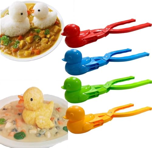 Entenreis-Form, Reis-Enten-Form, Enten-Form, Zange, 3D-Reis-Former, Ente, Schneeball-Macher, Suppen-Idee mit Kokosmilch, Reis-Idee mit einem Schneeball-Maker (4 Enten (34 cm zufällig)) von EHOTER