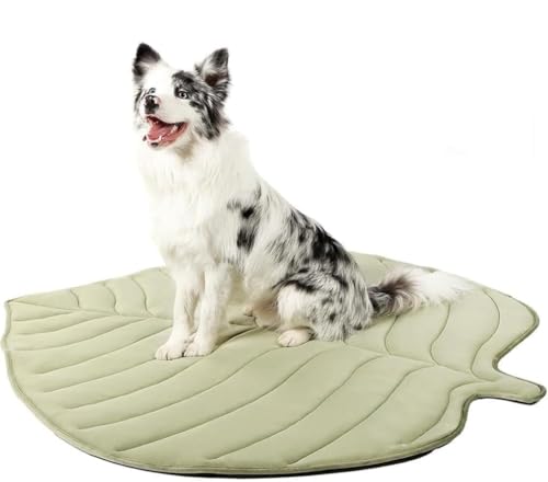 Hunde-Kühlmatten, Blattform, Baumwolle, Katzenbett, leicht, waschbar, große Haustier-Kühlmatte für Hunde und Katzen, Verwendung im Bodenbett, Sofa, Stuhl, Zwinger (Grün, S) von EHOTER