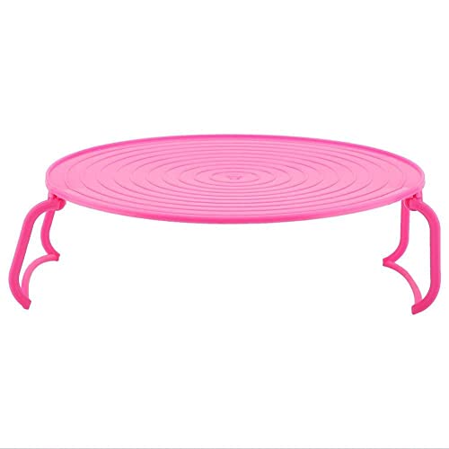 Mikrowelle Faltbares Tablett Faltbare Mikrowelle Teller Stapel Rund Dampfgestell Mikrowelle Stapel Backofen Tablett Mikrowelle Rack für Speck Eiskönigin Snacks Kochbedarf (Rosa) von EHOTER