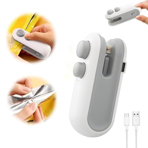 Mini-Beutel-Versiegeler, 2024 2-in-1 USB-wiederaufladbarer Chipbeutel-Versiegeler, Heißsiegelwerkzeug, tragbares Hand-Vakuum-Lebensmittel-Versiegelungsgerät für Snacks und Gemüse, frische Lagerung Mini-Beutel-Versiegeler, 2024 2-in-1 USB-wiederaufladbarer Chipbeutel-Versiegeler, Heißsiegelwerkzeug, tragbares Hand-Vakuum-Lebensmittel-Versiegelungsgerät für Snacks und Gemüse, frische Lagerung von EHOTER