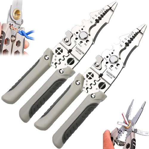 Multifunktionale Abisolierzange Crimper Kabelschneider 2024 Neue Ankunft Multifunktionale Abisolierzange Professionelles Abisolierwerkzeug Geschenk für Vatertag (2 Stück) von EHOTER