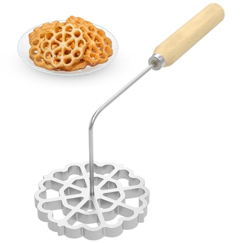 Rosette Set Aluminium Waffelformen mit Holzgriff Hausgemachte Küche Gebäckform Teigform Ausstechformen Waffeleisen Waffelbäckerei Kekse Dessert Waffelbackzubehör (Großer Griff) von EHOTER