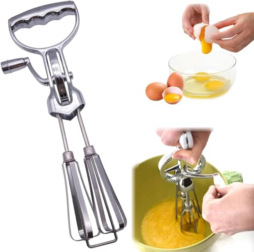 Schneeschläger Rührgerät Aus Edelstahl Halbautomatischer Schneebesen Handmixer Manuell Ohne Strom Halbautomatischer Schneebesen Für Die Küche Quirl Küchengerät (A) von EHOTER