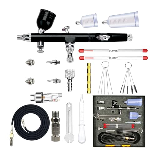 Airbrushing Set Doppelwirkung Mit 0 2 Mm 0 3 Mm 0 5 Mm Düsen Multifunktional Handheld Airbrushing Kanonen Mit Luftschlauchreinigungsset von EHZBRCN