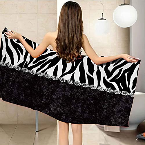 EHZQX 3D Druck Strandtuch Badetuch Mikrofaser Strandtuch Schwarz-Weiß-Kunstdruck Duschtuch 90x180cm Strandlaken Badelaken Weich Stranddecke Ultraleicht Handtuch Saugfähig Schnelltrocknend von EHZQX