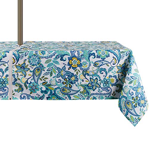 EHouseHome Outdoor Indoor 60x84 inch Rectangle Tablecloth with Umbrella Hole and Zipper| Waterproof Zippered Patio Table Cloths| Spring/Summer Table Covers for Backyard Circular Table/BBQs/Picnic von EHouseHome