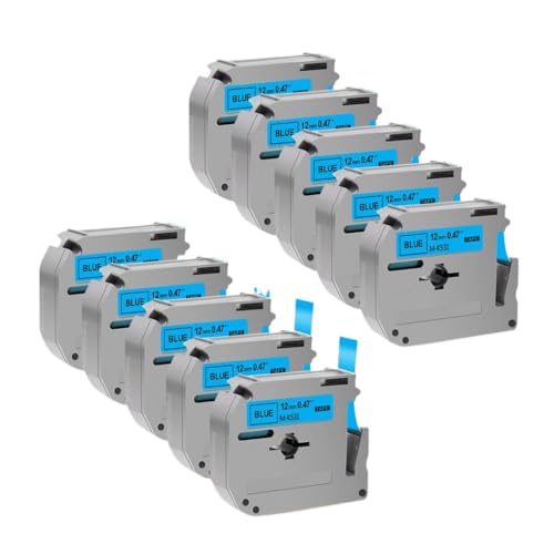 EHxCUF 10pk MK-231 kompatibles Etikettband Schwarz auf Weiß 12mm Arbeiten mit MK231 MK 131 PT-70 Label Maker Patrone(10PK Black on Blue) von EHxCUF